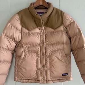 FLAWS Patagonia Bivy Down Jacket Womens S Blush/Olive Puffer 27965 FA20 Gorpcore
